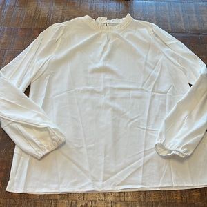 SHEIN Ruffle Neck White  Blouse - Small